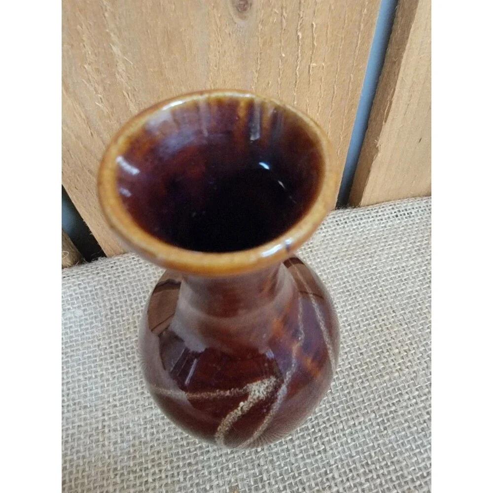 Vintage Small Brown Vase Glaze 5